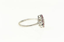Load image into Gallery viewer, 14K 1950&#39;s Diamond Ruby Halo Squared Cluster Ring White Gold
