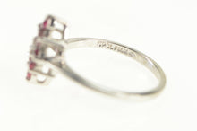 Load image into Gallery viewer, 14K 1950&#39;s Diamond Ruby Halo Squared Cluster Ring White Gold