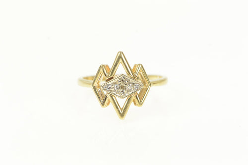 14K 1950s Diamond Zig Zag Promise Statement Ring Yellow Gold