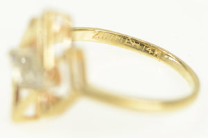 14K 1950s Diamond Zig Zag Promise Statement Ring Yellow Gold