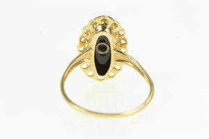14K Oval Black Onyx Diamond Accent Vintage Ring Yellow Gold