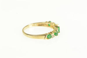 14K Emerald Diamond Classic Vintage Wedding Band Ring Yellow Gold