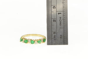 14K Emerald Diamond Classic Vintage Wedding Band Ring Yellow Gold