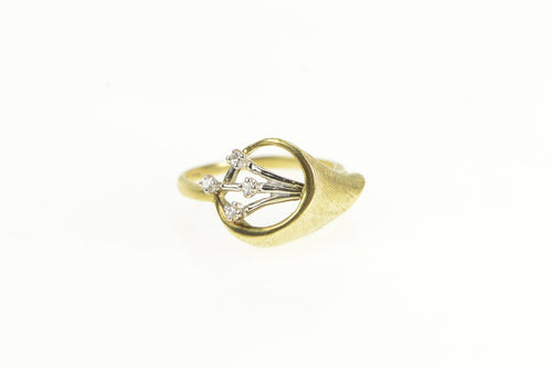 14K 1940's Diamond Calla Lily Ornate Vintage Ring Yellow Gold