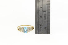 Load image into Gallery viewer, 14K Oval Blue Topaz Diamond Petal Accent Vintage Ring Yellow Gold