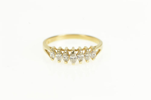 14K Marquise Diamond Graduated Statement Vintage Ring Yellow Gold