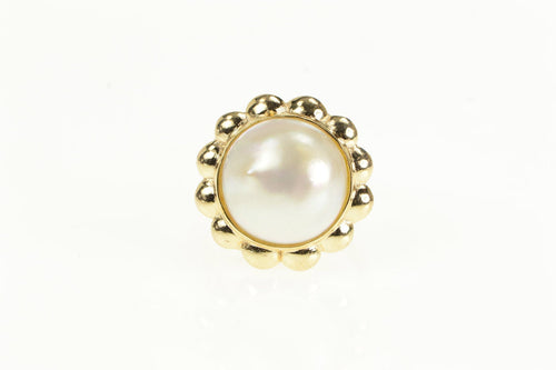 14K Pearl Vintage Cocktail Classic Statement Ring Yellow Gold