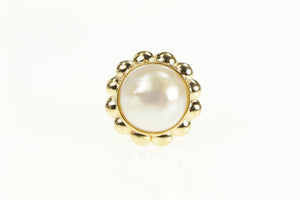 14K Pearl Vintage Cocktail Classic Statement Ring Yellow Gold