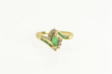 Load image into Gallery viewer, 14K Marquise Natural Emerald Diamond Bypass Ring Yellow Gold