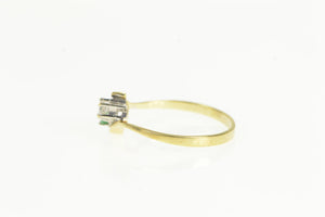 14K Natural Emerald Diamond Vintage Bypass Ring Yellow Gold