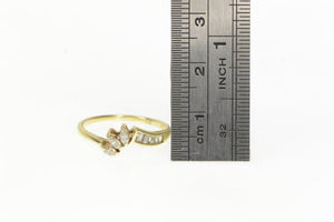 14K Marquise Diamond Baguette Wedding Band Ring Yellow Gold