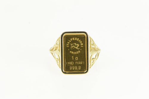 14K Italpreziosi Arezo 24K Gold Bar Filigree Ring Yellow Gold
