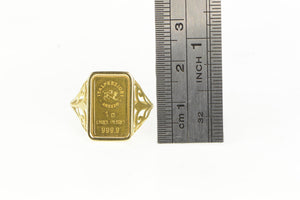 14K Italpreziosi Arezo 24K Gold Bar Filigree Ring Yellow Gold