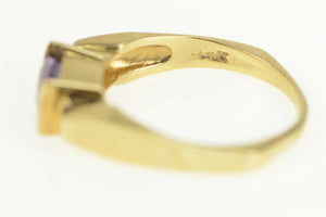 14K Tanzanite Diamond Accent Vintage Squared Ring Yellow Gold