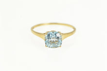 Load image into Gallery viewer, 14K Cushion Blue Topaz Diamond Accent Vintage Ring Yellow Gold