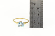 Load image into Gallery viewer, 14K Cushion Blue Topaz Diamond Accent Vintage Ring Yellow Gold