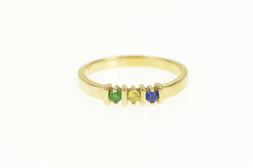 14K Emerald Sapphire Squared Retro Vintage Ring Yellow Gold