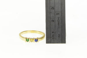 14K Emerald Sapphire Squared Retro Vintage Ring Yellow Gold