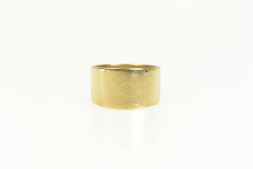 14K Retro K Cursive Monogram Wide Band Child's Ring Yellow Gold