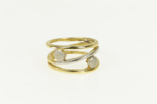 14K Two Tone Graduated Wavy Geometric Band Ring Yellow Gold