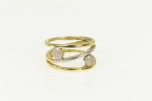 14K Two Tone Graduated Wavy Geometric Band Ring Yellow Gold