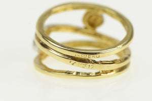 14K Two Tone Graduated Wavy Geometric Band Ring Yellow Gold
