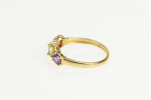 14K Amethyst Topaz Citrine Garnet Wavy Band Ring Yellow Gold