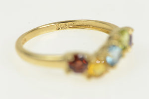 14K Amethyst Topaz Citrine Garnet Wavy Band Ring Yellow Gold