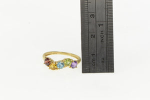 14K Amethyst Topaz Citrine Garnet Wavy Band Ring Yellow Gold