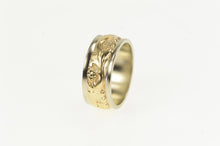 Load image into Gallery viewer, 14K 8.0mm Two Tone Ornate Scroll Wedding Band Ring Yellow Gold