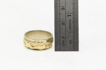 Load image into Gallery viewer, 14K 8.0mm Two Tone Ornate Scroll Wedding Band Ring Yellow Gold