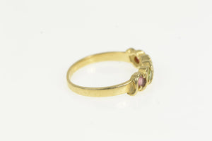 14K Garnet Peridot Emerald Pink Topaz Wavy Band Ring Yellow Gold