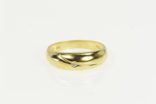 14K Domed Diamond Wavy Design Vintage Band Ring Yellow Gold