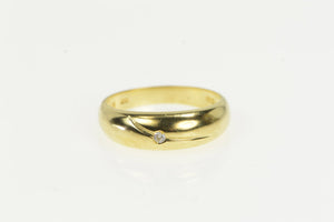 14K Domed Diamond Wavy Design Vintage Band Ring Yellow Gold