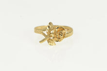 Load image into Gallery viewer, 14K 3D Rose Flower Romantic Valentine Promise Ring Yellow Gold