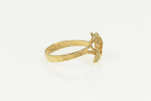 14K 3D Rose Flower Romantic Valentine Promise Ring Yellow Gold