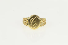 Load image into Gallery viewer, 14K C Cursive Monogram Name Letter Signet Ring Yellow Gold