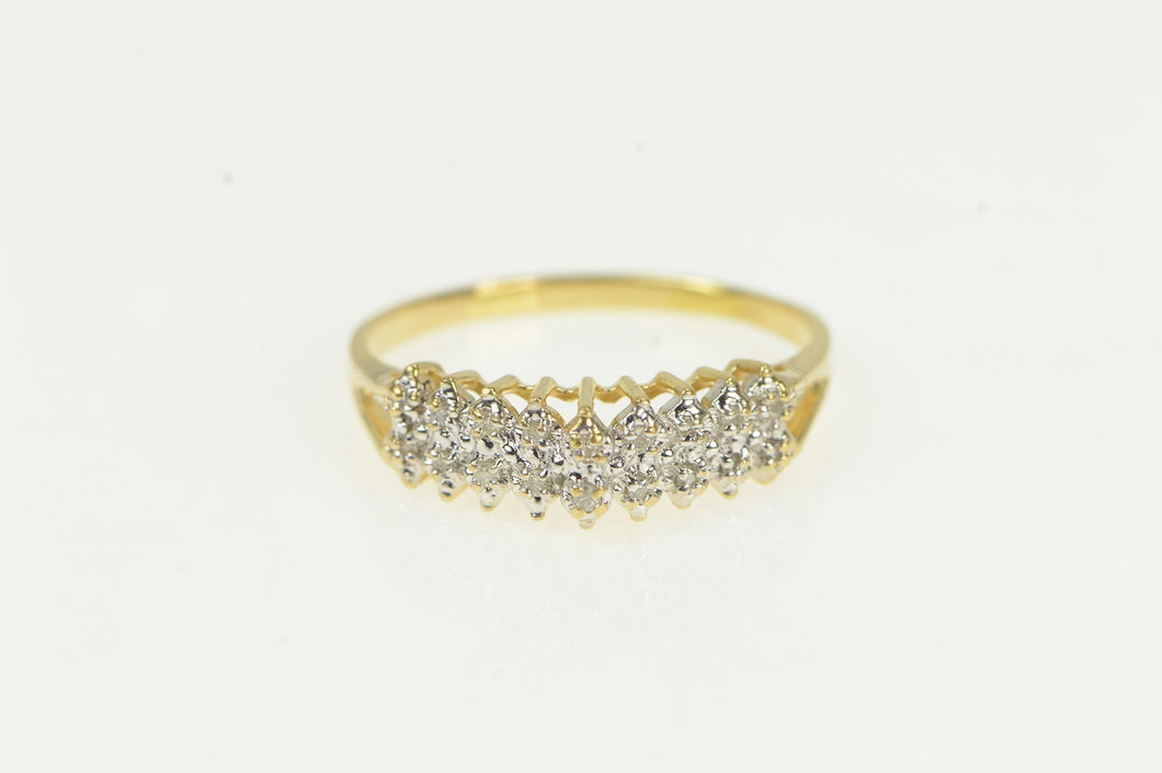 14K Classic Diamond Squared Vintage Wedding Band Ring Yellow Gold