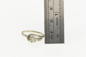 14K 1950's Diamond Asymmetrical Vintage Promise Ring White Gold