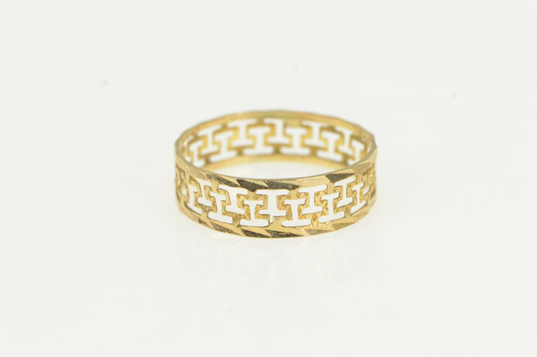 14K 5.4mm Greek Key Wave Pattern Filigree Band Ring Yellow Gold