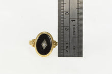 Load image into Gallery viewer, 14K Classic Oval Black Onyx Diamond Vintage Ring Yellow Gold