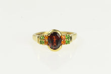 Load image into Gallery viewer, 14K Oval Garnet Citrine Peridot Vintage Statement Ring Yellow Gold
