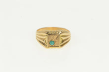 Load image into Gallery viewer, 14K Ornate Turquoise Victorian Squared Baby Ring Yellow Gold