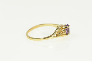 14K Oval Amethyst Diamond Accent Wavy Ring Yellow Gold
