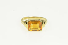 Load image into Gallery viewer, 14K Emerald Cut Citrine Vintage Retro Statement Ring Yellow Gold