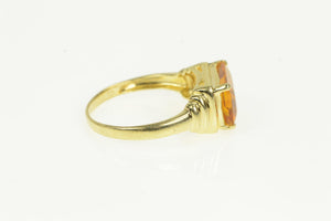 14K Emerald Cut Citrine Vintage Retro Statement Ring Yellow Gold