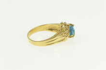 Load image into Gallery viewer, 14K Pear Cut Blue Topaz Diamond Accent Vintage Ring Yellow Gold
