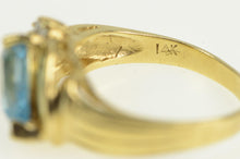 Load image into Gallery viewer, 14K Pear Cut Blue Topaz Diamond Accent Vintage Ring Yellow Gold