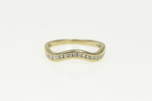 14K Wavy Diamond Channel Wedding Band Ring Yellow Gold