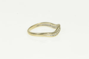 14K Wavy Diamond Channel Wedding Band Ring Yellow Gold